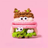 Cute Funny Green Knit 3″ AirPods Case - Curly-Haired Sausage Lips Girl